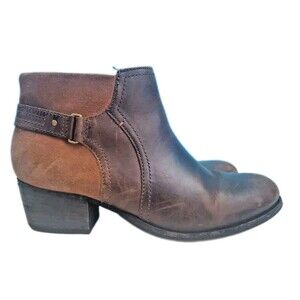 Clarks Artisan Women’s Leather Ankle Boots Brown Zip Heel Shoes Size US 9 M